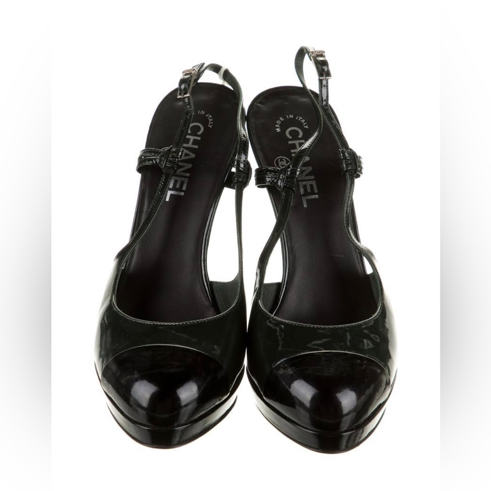 Chanel Patent Leather Slingback Pumps